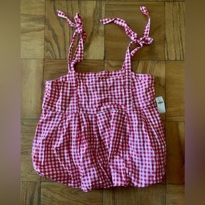 Old Navy Tie Shoulder Gingham Babydoll Top Sz. S